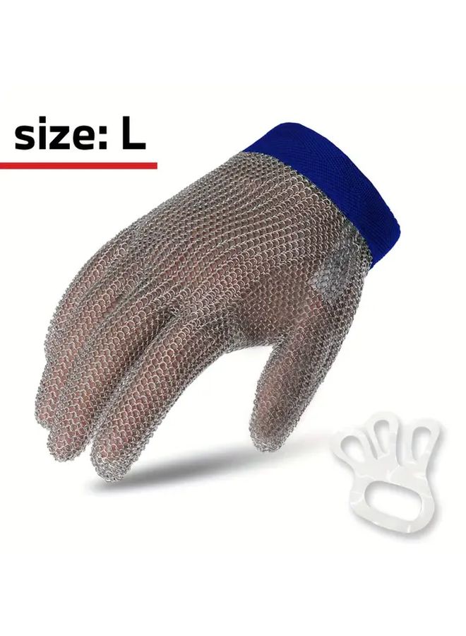 JOISIV Heavy Duty Cut Resistant Gloves Professional Grade Stainless Steel Chainmail Size L - Image 1