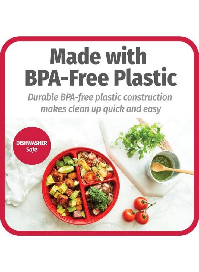 GoodCook Good Cook 10787 Meal Prep on Fleek, 3 Compartments BPA Free, Microwavable/Dishwasher/Freezer Safe, 10 Round Containers with Lids, Red - Image 3