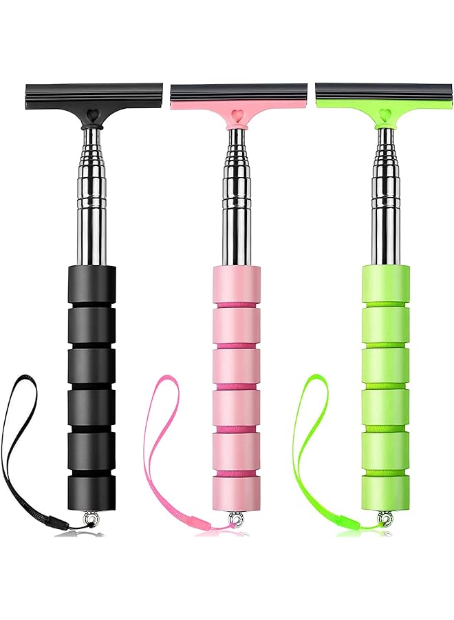 KASTWAVE 3 Pcs Side Mirror Squeegee,Car Mirror Squeegee,Retractable Car Rearview Mirror Wiper,Portable Car Cleaning Tool For Rainy Foggy Weather,Universal Car Accessories(Blank/Pink/Green) - Image 1