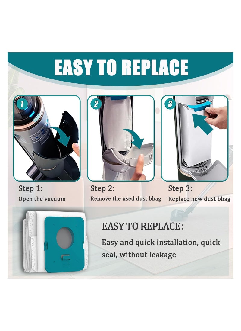 SYOSI - 10 Pack for VCA-ADB95 Dust Bags Compatible with for Samsung Bespoke Jet Cordless Stick Vacuum Cleaner Large Capacity Automatic Dust Collection Bags Accessory Disposable Replacement Bags - Image 1