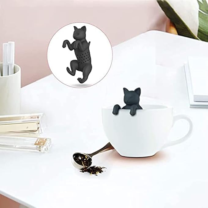 ريحني مصفاة شاي على شكل قطة، مصفاة شاي من السيليكون، فلتر شاي، كرة شاي، فلتر شاي على شكل قطة لطيفة، مصفاة شاي كرتونية قابلة لإعادة الاستخدام - Image 4