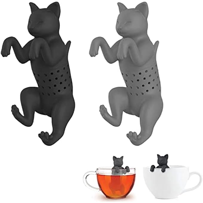 ريحني مصفاة شاي على شكل قطة، مصفاة شاي من السيليكون، فلتر شاي، كرة شاي، فلتر شاي على شكل قطة لطيفة، مصفاة شاي كرتونية قابلة لإعادة الاستخدام - Image 2