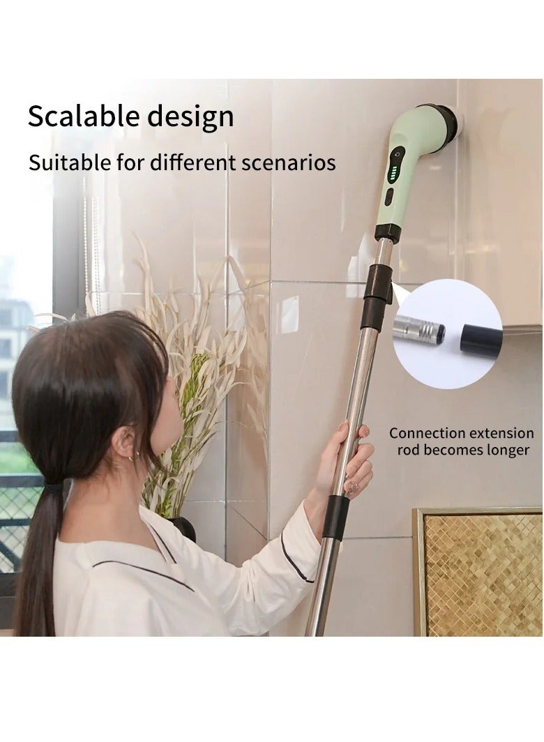 AROAQ Electric Spin Scrubber, Cordless Electric Cleaning Brush With 3 Replaceable Brush Heads, Digital Display Stable Speed Power Scrubber, Power Cleaning Brush For Bathroom Floor Tile Car, (White 6 Heads)  - Image 2