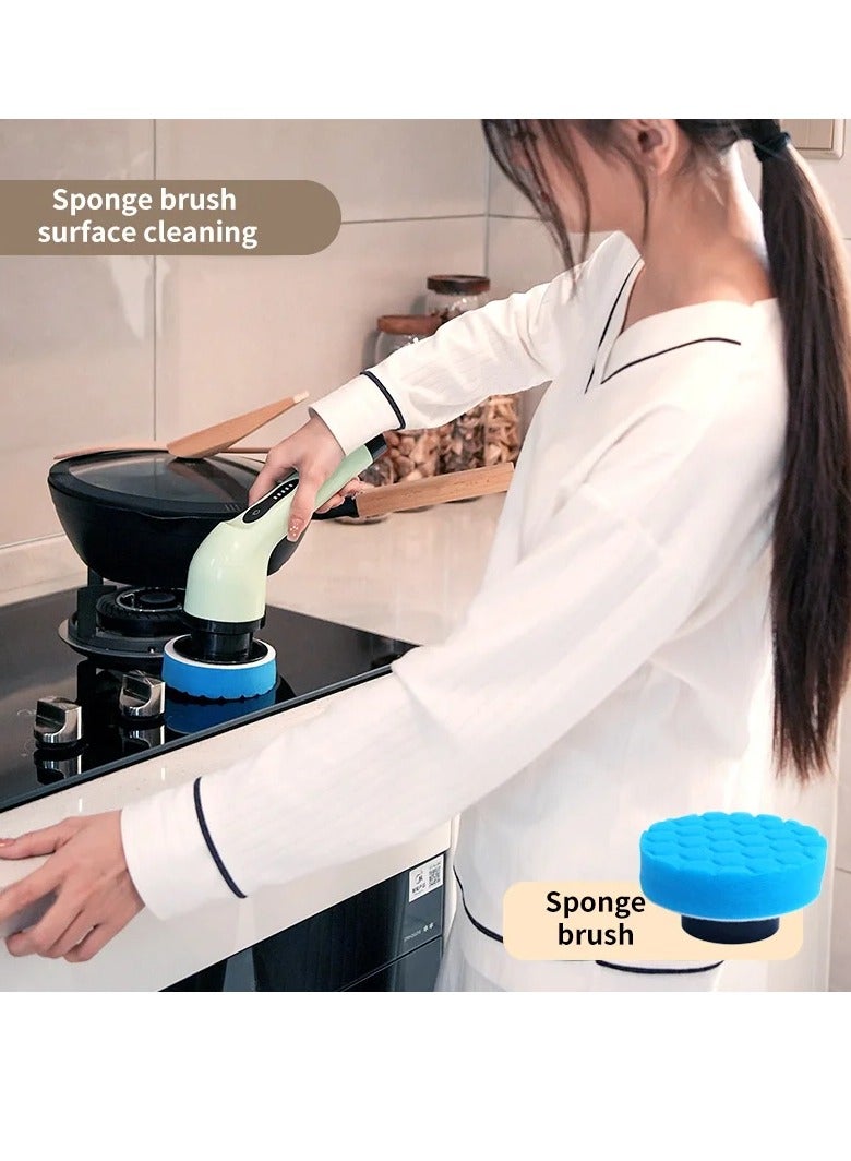 AROAQ Electric Spin Scrubber, Cordless Electric Cleaning Brush With 3 Replaceable Brush Heads, Digital Display Stable Speed Power Scrubber, Power Cleaning Brush For Bathroom Floor Tile Car, (White 6 Heads)  - Image 5
