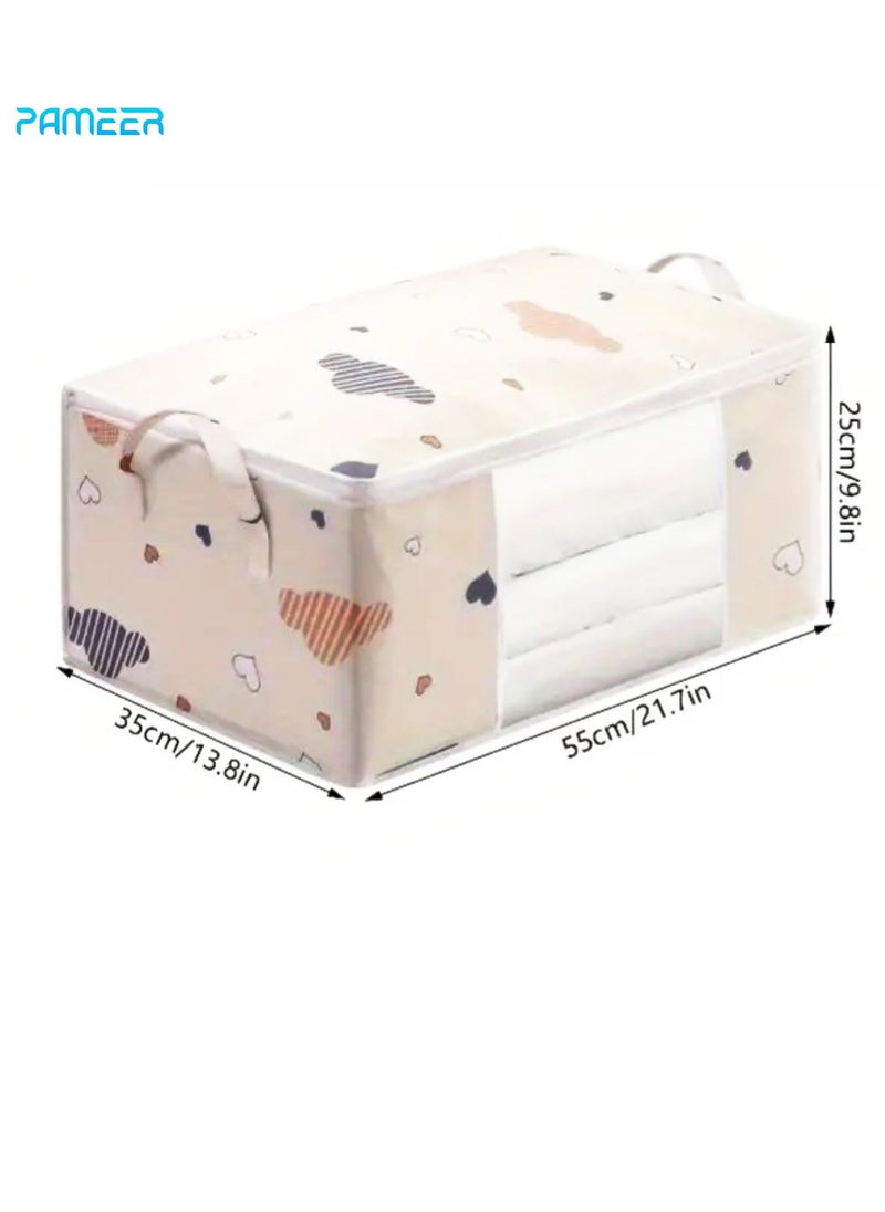 PAMEER - Large Capacity Clothes Storage Bag With Reinforced Handle, Multi-Use Organizer Space Saver Suitable for Blankets, Bedding, Foldable Organizer With Zipper, Clear Window, 55 x 35 x 25 cm, 50L Capacity - Image 1