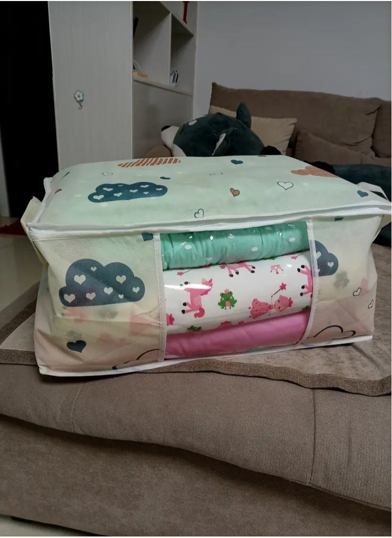 PAMEER - Large Capacity Clothes Storage Bag With Reinforced Handle, Multi-Use Organizer Space Saver Suitable for Blankets, Bedding, Foldable Organizer With Zipper, Clear Window, 55 x 35 x 25 cm, 50L Capacity - Image 1