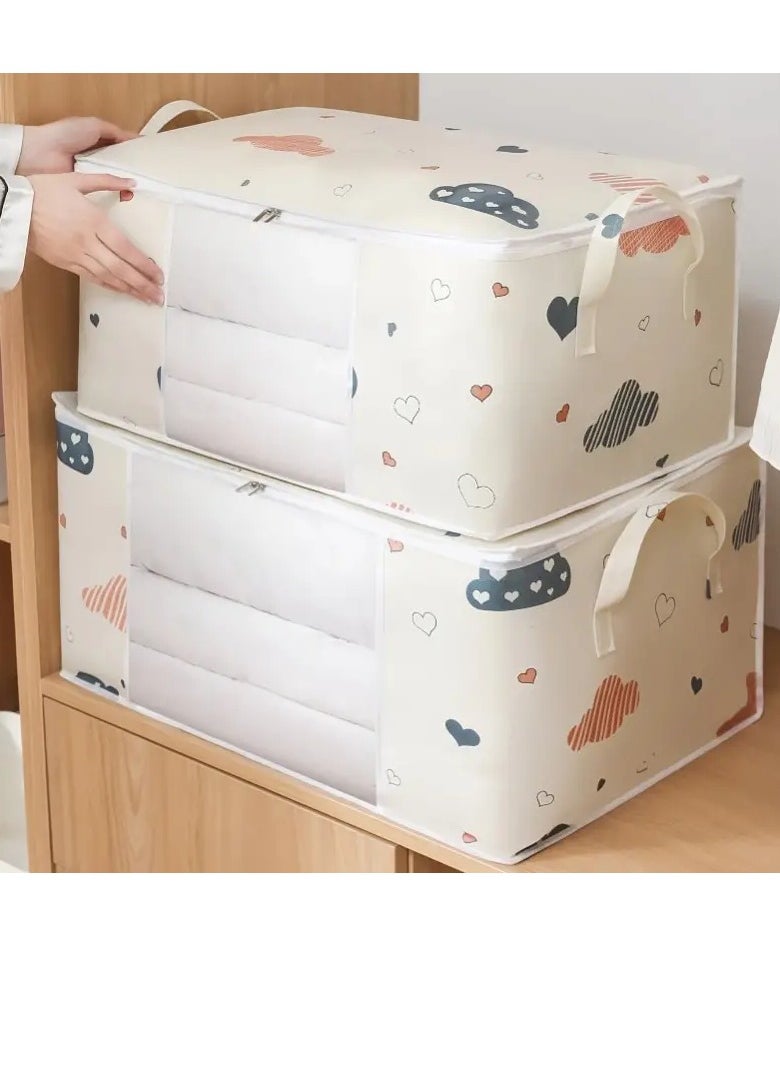 PAMEER - Large Capacity Clothes Storage Bag With Reinforced Handle, Multi-Use Organizer Space Saver Suitable for Blankets, Bedding, Foldable Organizer With Zipper, Clear Window, 55 x 35 x 25 cm, 50L Capacity - Image 1