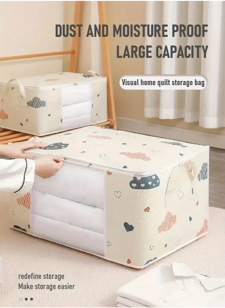 PAMEER - Large Capacity Clothes Storage Bag With Reinforced Handle, Multi-Use Organizer Space Saver Suitable for Blankets, Bedding, Foldable Organizer With Zipper, Clear Window, 55 x 35 x 25 cm, 50L Capacity - Image 1