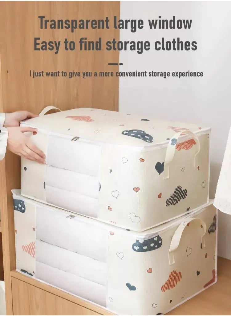 PAMEER - Large Capacity Clothes Storage Bag With Reinforced Handle, Multi-Use Organizer Space Saver Suitable for Blankets, Bedding, Foldable Organizer With Zipper, Clear Window, 55 x 35 x 25 cm, 50L Capacity - Image 1