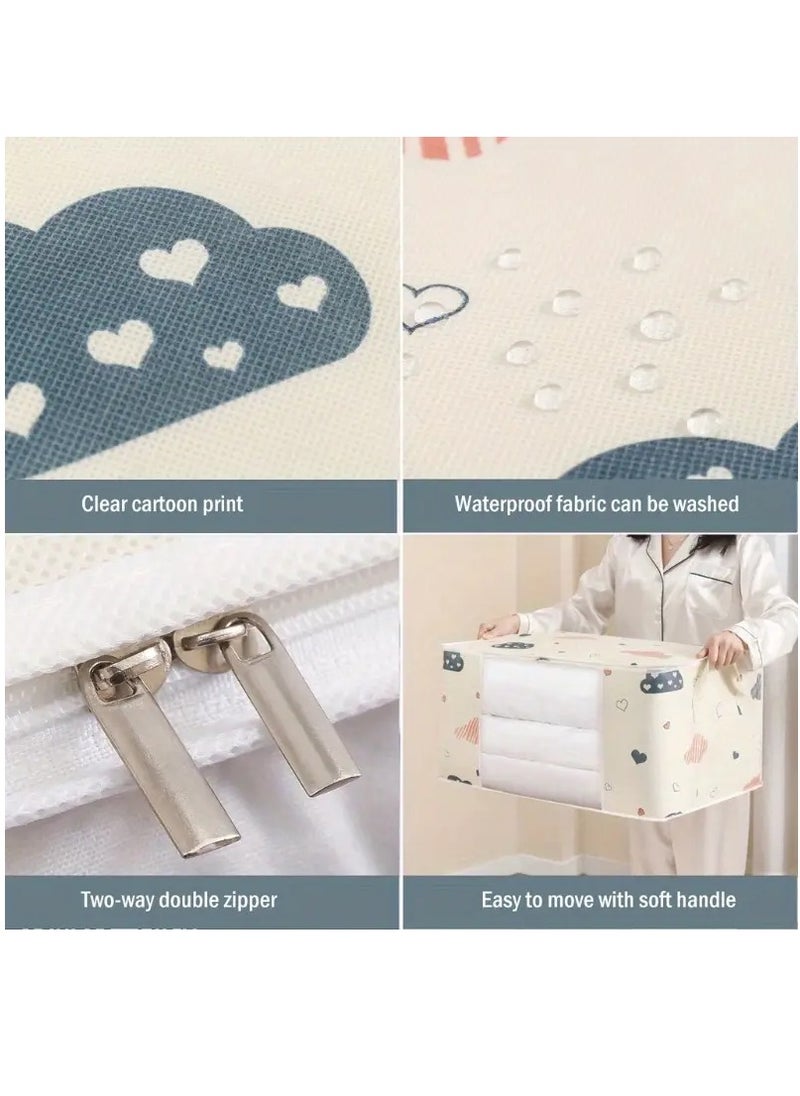 PAMEER - Large Capacity Clothes Storage Bag With Reinforced Handle, Multi-Use Organizer Space Saver Suitable for Blankets, Bedding, Foldable Organizer With Zipper, Clear Window, 55 x 35 x 25 cm, 50L Capacity - Image 1
