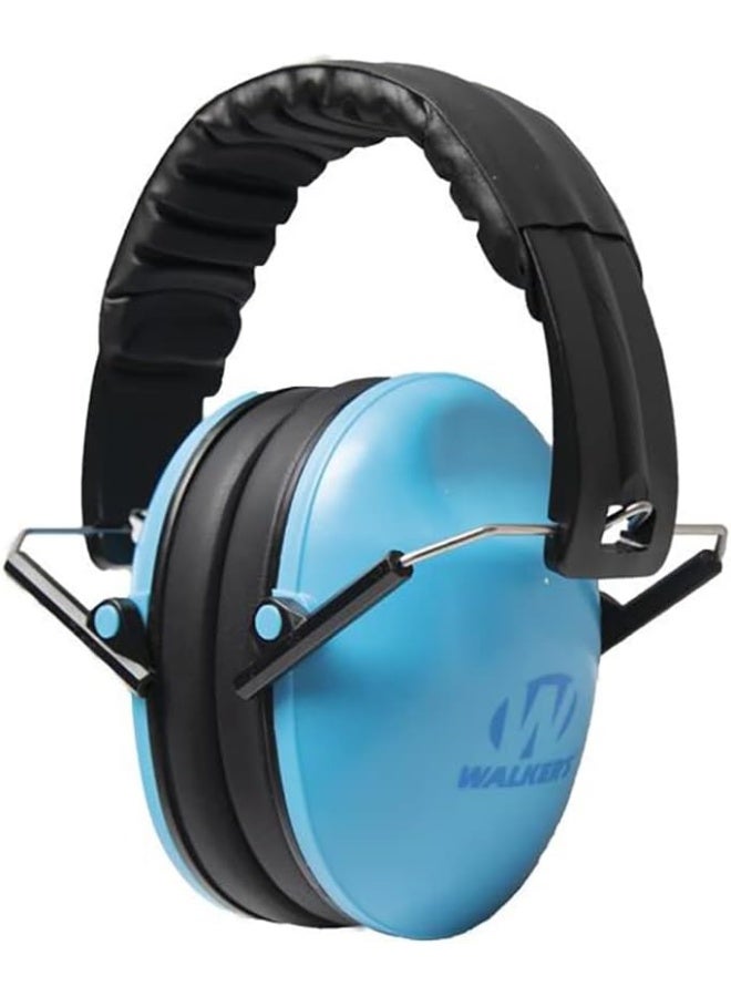 Walker's Youth Childrenâ€™s Low Profile Lightweight Padded Headband Adjustable Folding Noise-Reducing Hearing Protection Earmuffs, Blue, Small - Image 1