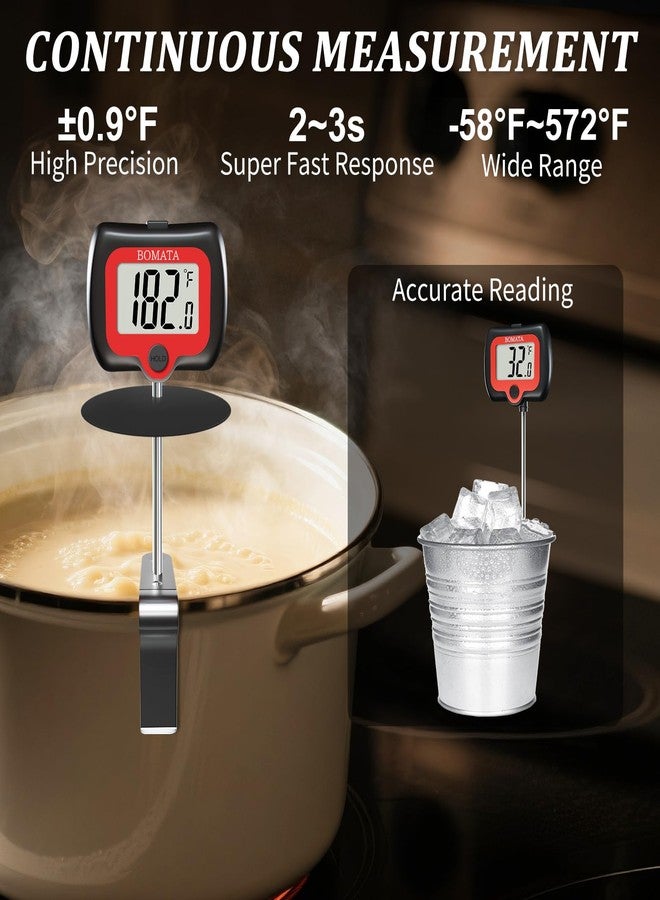 BOMATA Digital Candy Thermometer with Pot Clip, Deep Fry Oil Thermometer with Rotatable Display & Long Probe, for Candy Candle Making, Cooking, Food, Liquids, Water, Sugar.. Black - Image 4