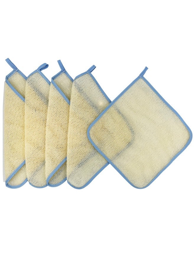 TTYBG 5 Pack Double Layer Home Spa Bath Shower Exfoliate Exfoliating Massage Face Body Skin Care Scrub Scrubber Washcloth Wash Cloths Towel Exfoliator Smoother - Image 1