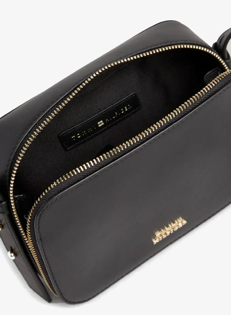 TOMMY HILFIGER Black Metal Logo Small Crossover Bag for Women | Best Price UAE