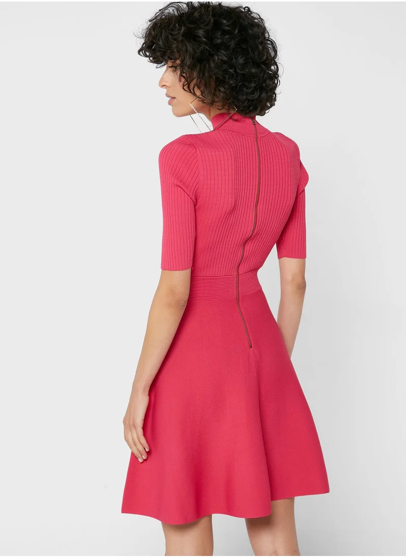 Ted Baker Pleated Crew Neck Dress