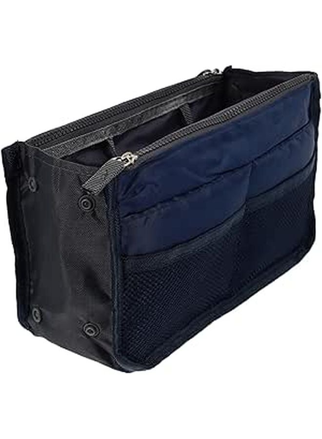 Large Capacity Multi Pocket Travel Toiletry Bag Foldable Clutch Insert Navy Blue - Image 1