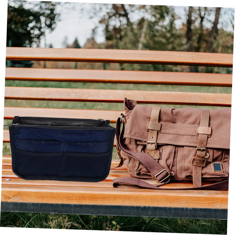 Large Capacity Multi Pocket Travel Toiletry Bag Foldable Clutch Insert Navy Blue - Image 3
