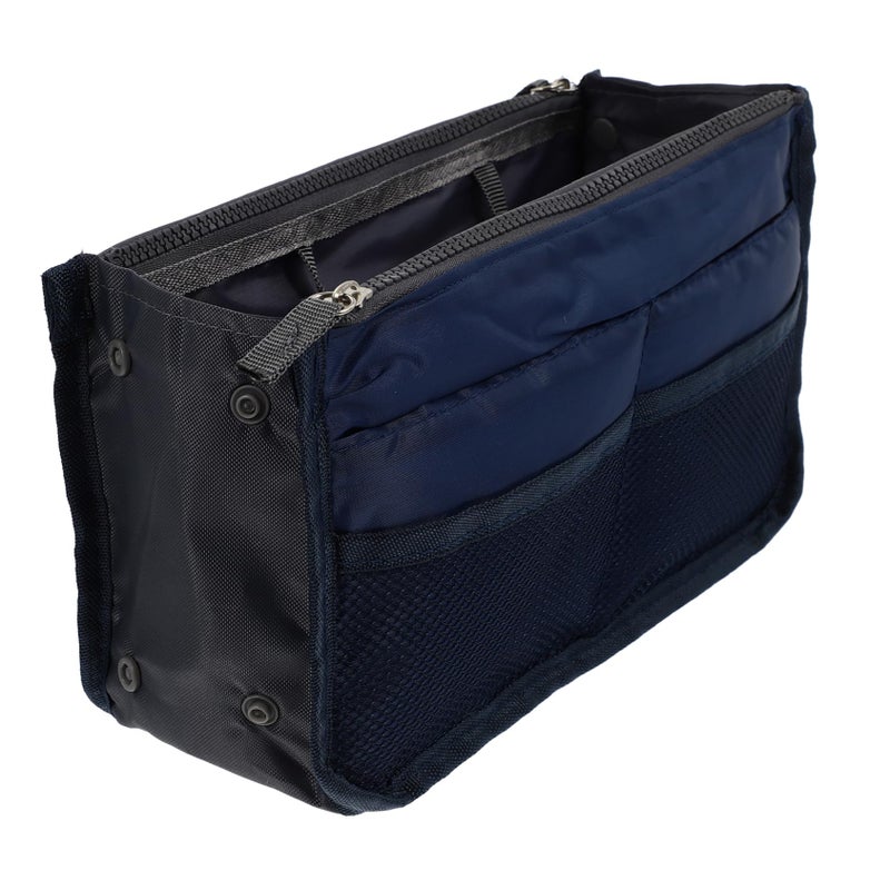 Large Capacity Multi Pocket Travel Toiletry Bag Foldable Clutch Insert Navy Blue - Image 2