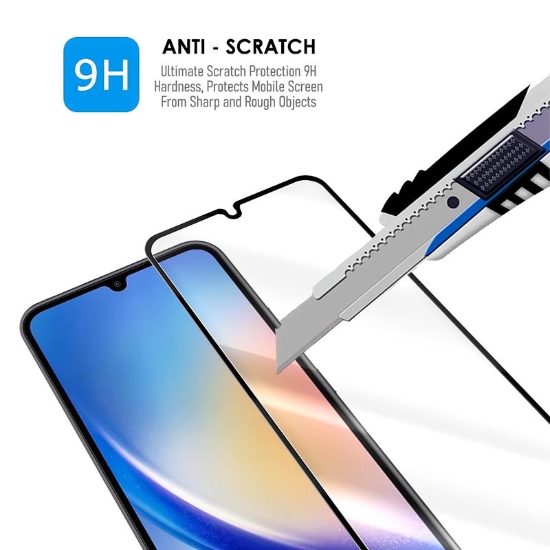 SPCORE Tempered Glass Screen Protector Compatible for Samsung Galaxy A34 5G (Black) with Edge to Edge Coverage and Easy Installation kit - Image 5