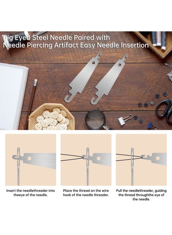 DZZ 40piece Stainless Steel Needles for Hand Sewing,Big Eye Steel Sewing Needles Kit,Stainless Steel Sewing Needle Kit with Thread Ripper, Needle Threaders,Threads,Thimbles and Sewing Box - Image 5
