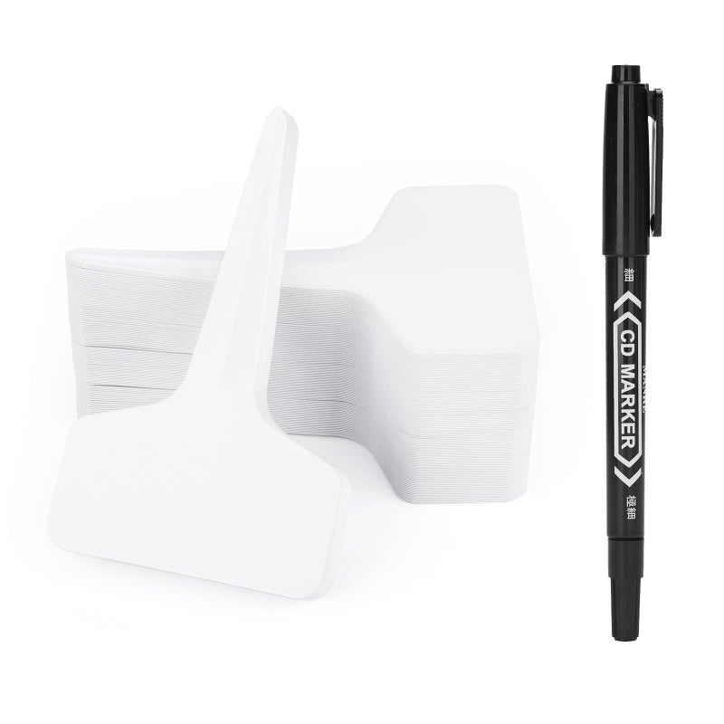 KINGLAKE GARDEN Plant Labels 200PCS 4 Inch Plastic Plant Name Tags Garden Labels Markers T-Type Garden Tags for Indoor Outdoor Plants with Permanent Marking Pen - Image 1