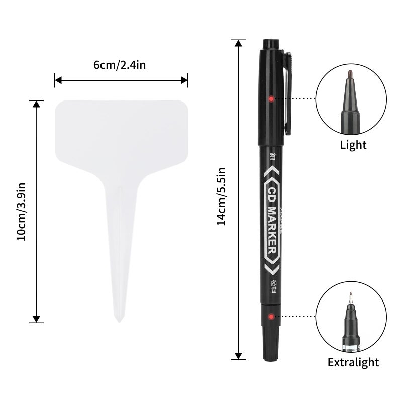 KINGLAKE GARDEN Plant Labels 200PCS 4 Inch Plastic Plant Name Tags Garden Labels Markers T-Type Garden Tags for Indoor Outdoor Plants with Permanent Marking Pen - Image 2