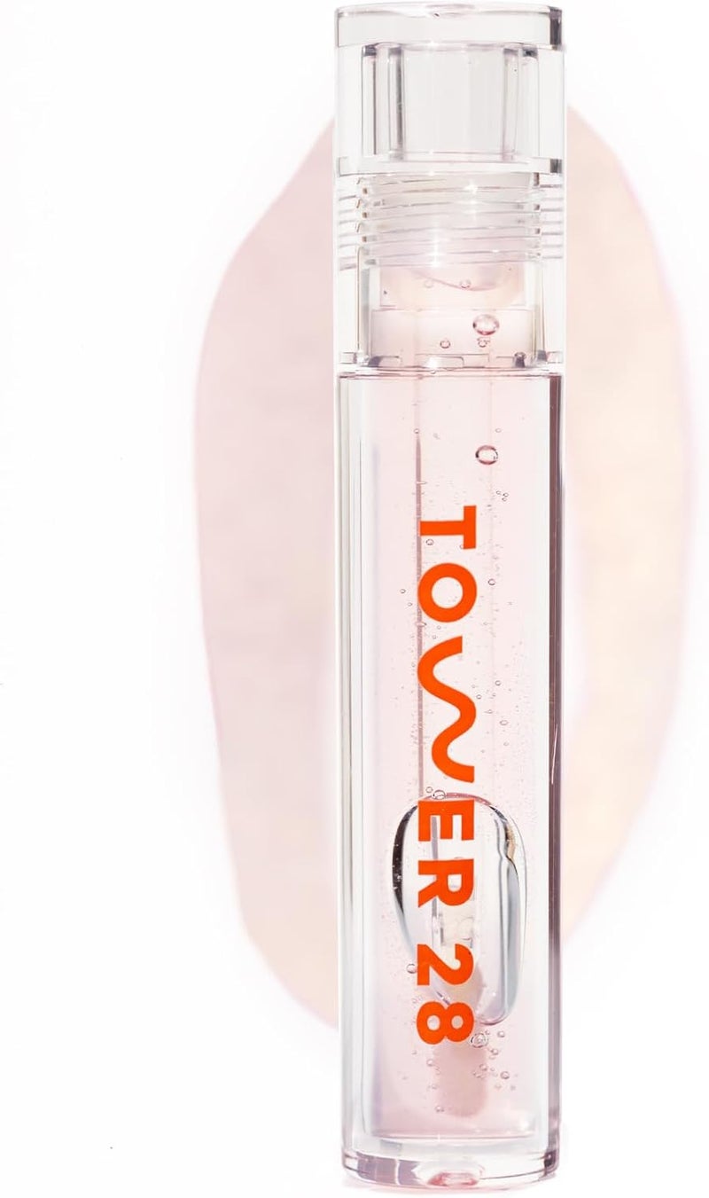 TOWER 28 ShineOn Lip Jelly, CHILL, Non-Sticky Lip Gloss, Clear Vegan Lip Gloss, Moisturizing Apricot and Raspberry Seed Oil, Clean, Cruelty Free - Image 1