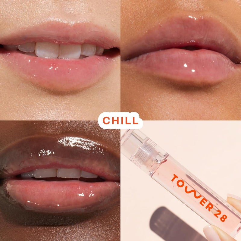 TOWER 28 ShineOn Lip Jelly, CHILL, Non-Sticky Lip Gloss, Clear Vegan Lip Gloss, Moisturizing Apricot and Raspberry Seed Oil, Clean, Cruelty Free - Image 2