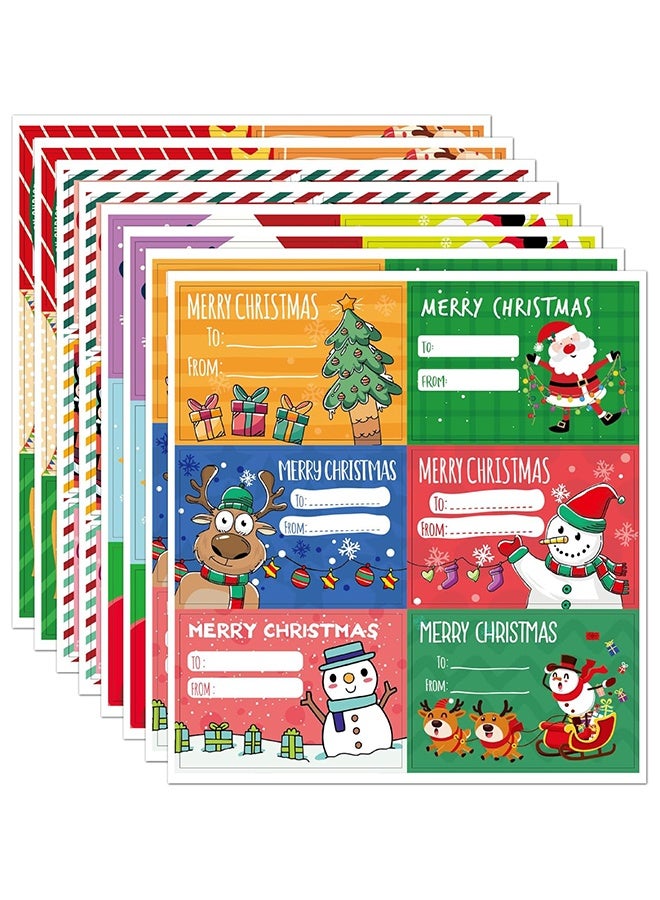 Lemon 8 Sheets Christmas Gift Tag Stickers, Self-Adhesive Merry Christmas Gift Tags Xmas Label Stickers for Presents Envelopes Boxes - Image 1