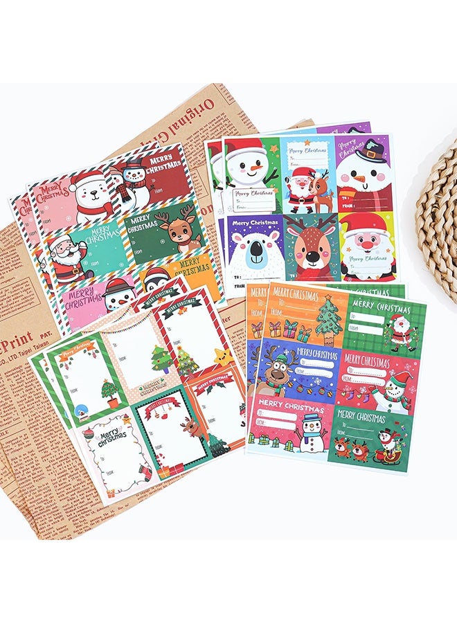Lemon 8 Sheets Christmas Gift Tag Stickers, Self-Adhesive Merry Christmas Gift Tags Xmas Label Stickers for Presents Envelopes Boxes - Image 2