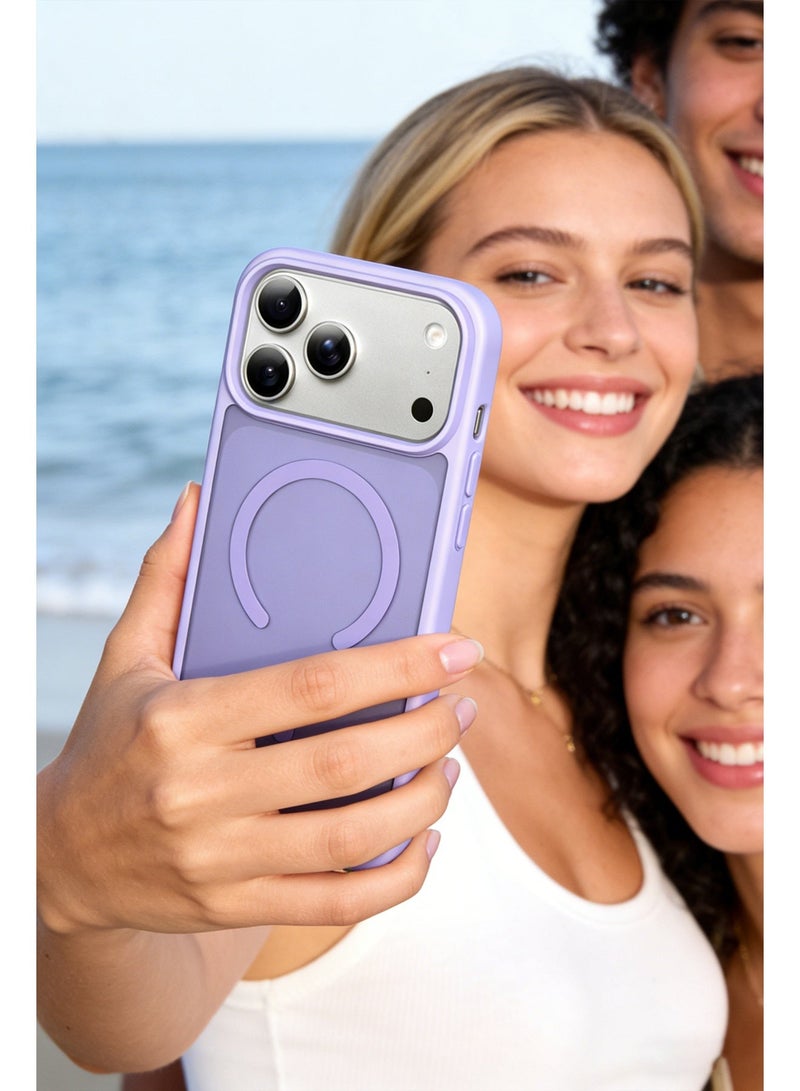 غطاء مغناطيسي لآيفون ١٧ برو ٦.٣ إنش متوافق مع MagSafe، ظهر خلفي غير لامع شفاف، حماية من السقوط بمعايير عسكرية - Image 3