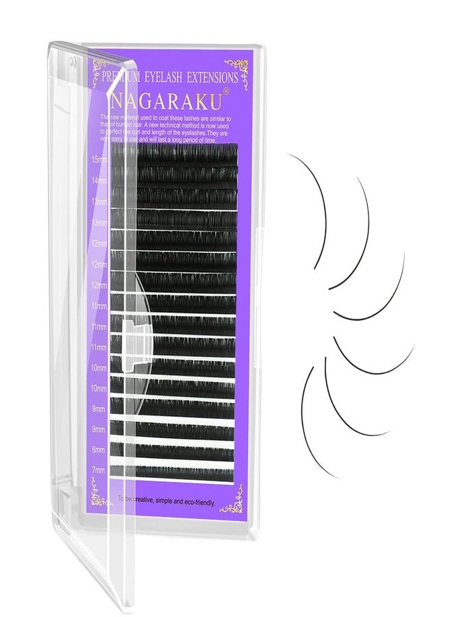 NAGARAKU Classic Individual Lashes Eyelash Extensions Matte Black Soft Natural Professional 16 Rows Salon Supplies With Thickness 0.03mm Length 13mm (Curl C) - Image 1