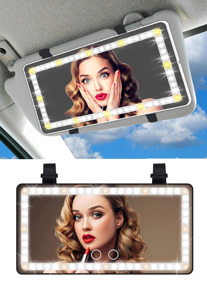 GoldenLike Car Visor Vanity Mirror Car Makeup Mirror with LED Lights Rechargeable Led Car Mirror Vehicle-Mounted Cosmetic Mirror With Touch on Screen for Cars Truck SUV(Black/1 Pack)  - Image 1