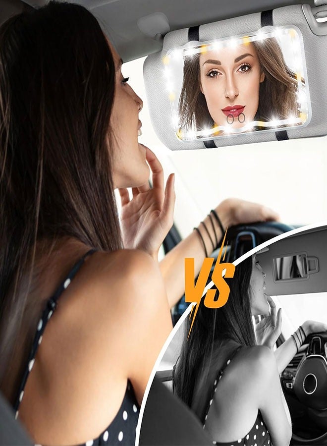 GoldenLike Car Visor Vanity Mirror Car Makeup Mirror with LED Lights Rechargeable Led Car Mirror Vehicle-Mounted Cosmetic Mirror With Touch on Screen for Cars Truck SUV(Black/1 Pack)  - Image 4