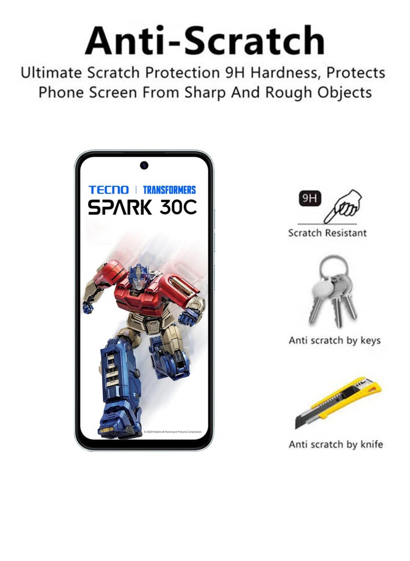Generic - 2 Pack Screen Protector for Tecno Spark 30C | Tempered Glass Available in Combo Pack Compatible with Tecno Spark 30C | Screen Protector Full HD Quality Tempered Glass Anti-Scratch Edge to Edge Coverage with Easy Installation Kit - Black - Image 1