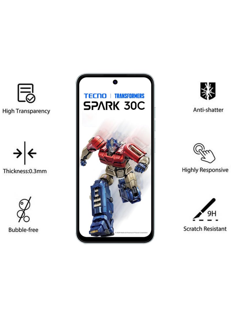 Generic - 2 Pack Screen Protector for Tecno Spark 30C | Tempered Glass Available in Combo Pack Compatible with Tecno Spark 30C | Screen Protector Full HD Quality Tempered Glass Anti-Scratch Edge to Edge Coverage with Easy Installation Kit - Black - Image 1