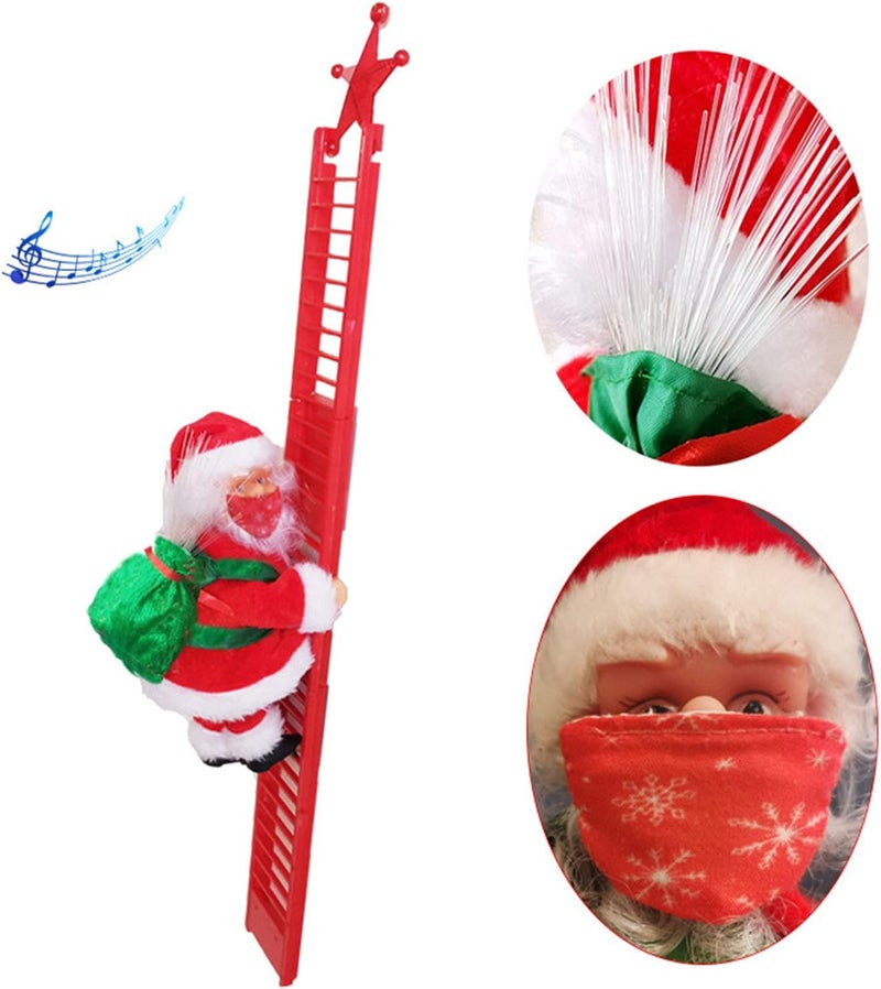 woobles Electric Climbing Santa Claus On Beads, Moving Hanging Christmas Figure Doll, Santa Claus Xmas Novelty Figurine Ornament With Music, Indoor Outdoor Decoration For Party Home Tree Home Door (#9) - Image 1