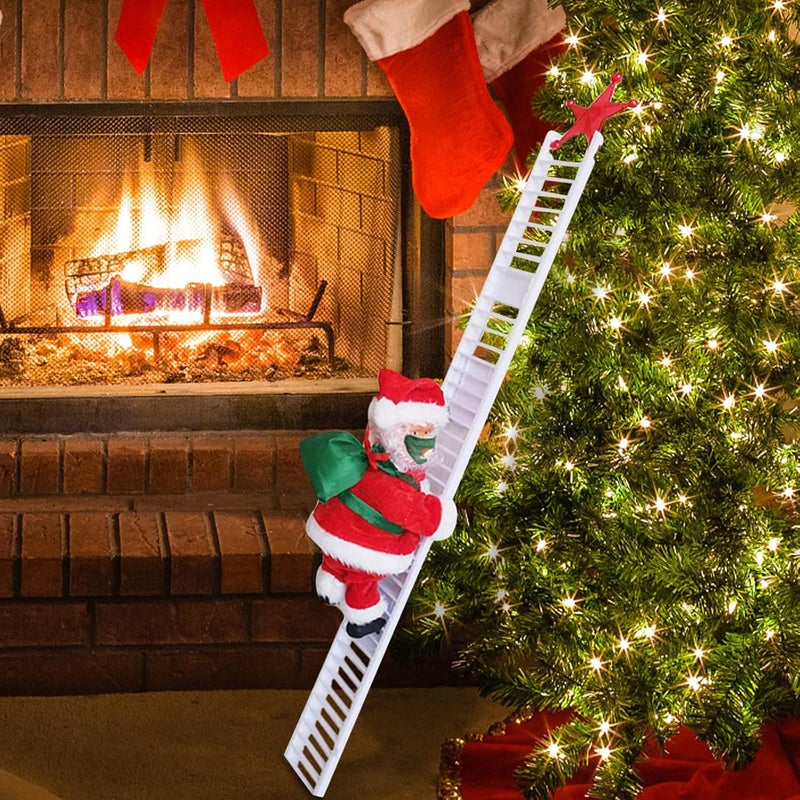 woobles Electric Climbing Santa Claus On Beads, Moving Hanging Christmas Figure Doll, Santa Claus Xmas Novelty Figurine Ornament With Music, Indoor Outdoor Decoration For Party Home Tree Home Door (#9) - Image 4