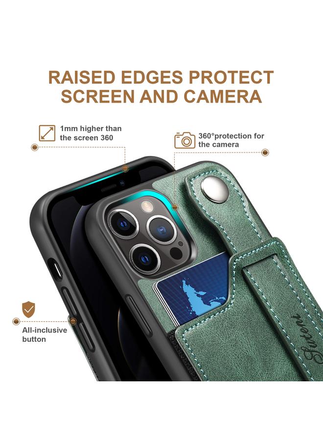 Suteni Case For iPhone 12 Pro Max 215 Wrist Strap PU Phone Case - Image 3