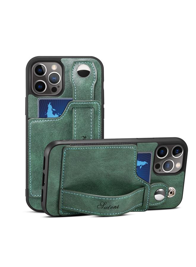 Suteni Case For iPhone 12 Pro Max 215 Wrist Strap PU Phone Case - Image 1