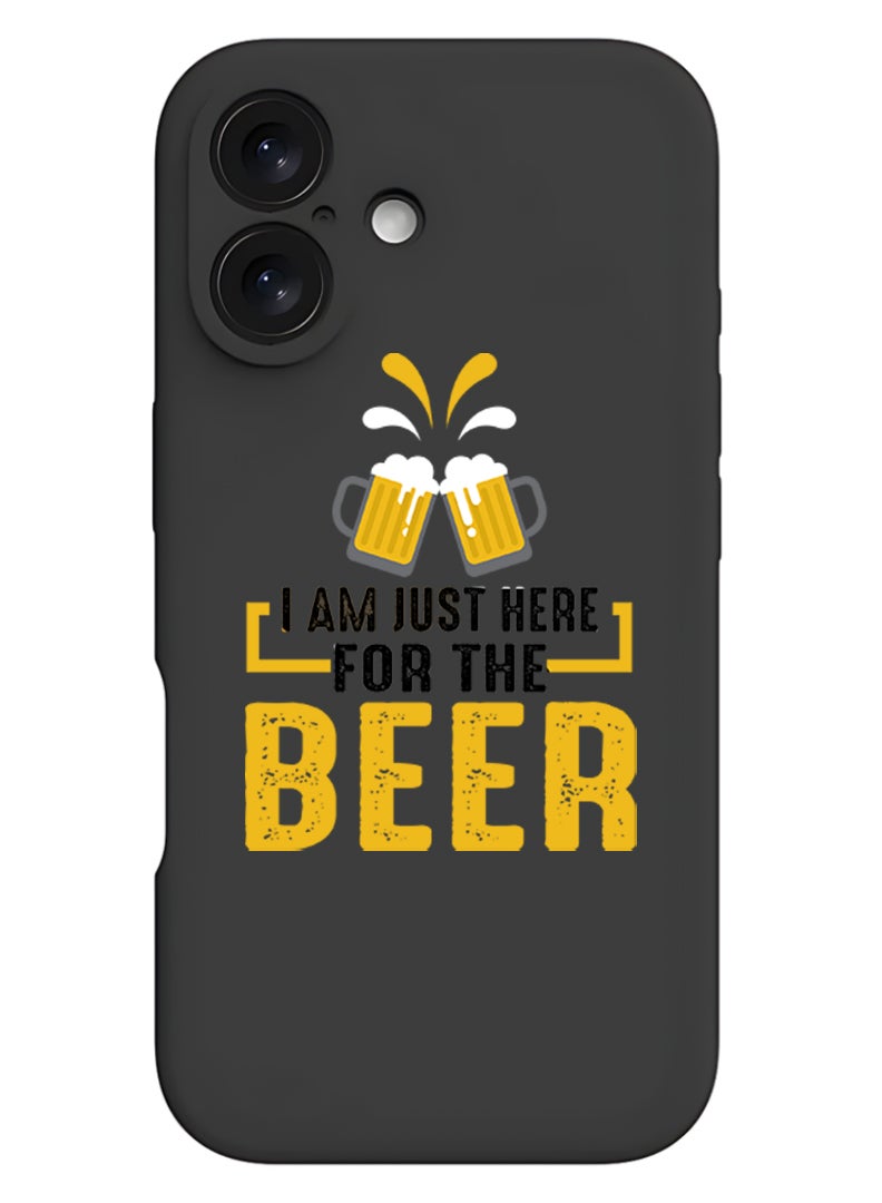 Theodor iPhone 16 Black Protective Slim Fit Case Liquid Silicone Cover with Full Body Protection Anti-Scratch Shockproof Case For iPhone - Here for Beer black - Image 1