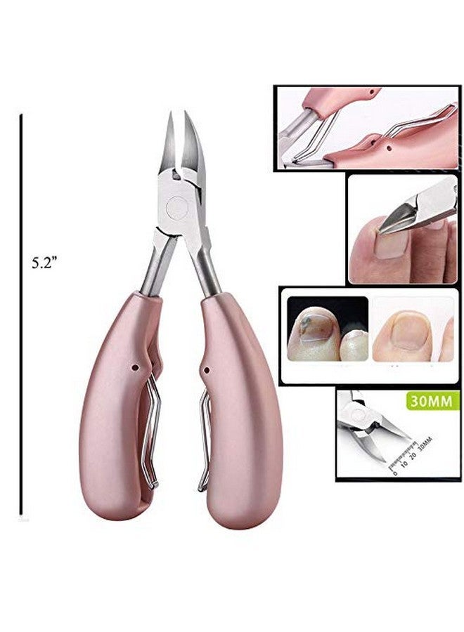 JISTL Nail Clippers For Ingrown/Thick Toenail Surgical Grade Stainless Steel Sharp Blades With Soft Ergonomic Handles For Easy Grip Best Nail Clipper & Pedicure Tool (Rose Gold) - Image 2