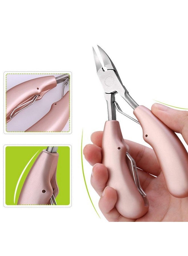 JISTL Nail Clippers For Ingrown/Thick Toenail Surgical Grade Stainless Steel Sharp Blades With Soft Ergonomic Handles For Easy Grip Best Nail Clipper & Pedicure Tool (Rose Gold) - Image 4