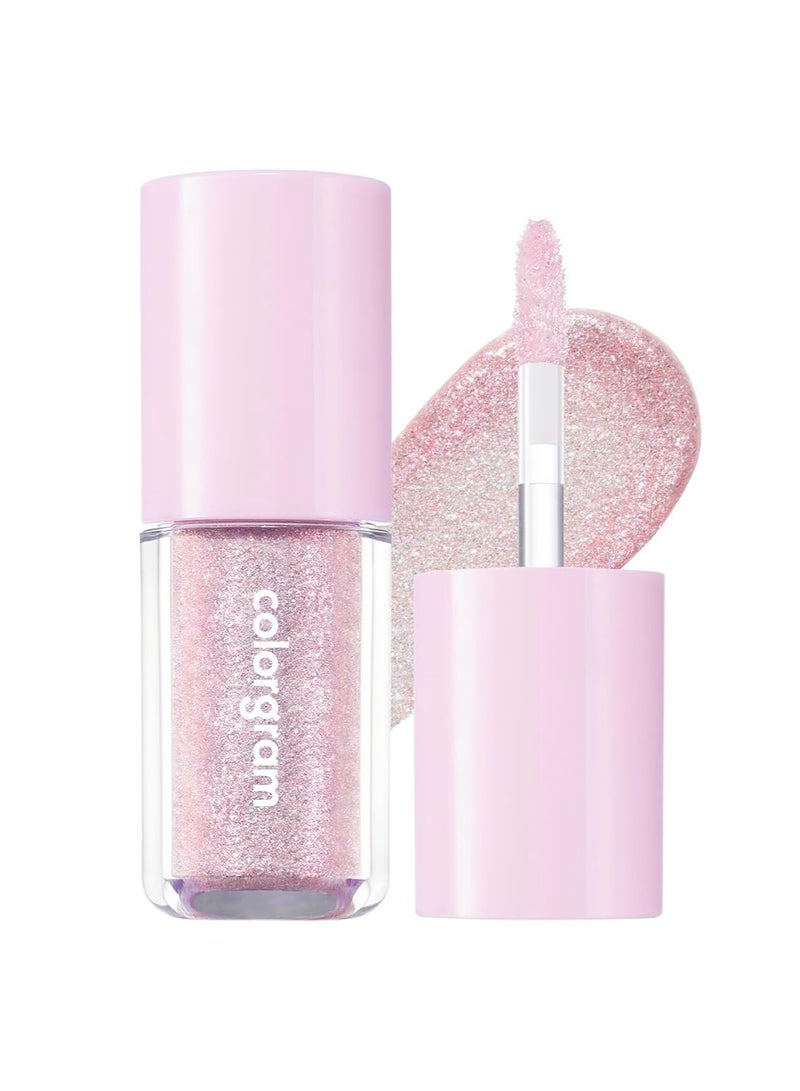 COLORGRAM COLORGRAM Milk Bling Shadow 14 Cool Pink Ending | Pigmented Glistening Liquid Glitter Eyeshadow, Long-lasting Shimmer to Matte, Infused with different sized Glittery Pearls - Image 1