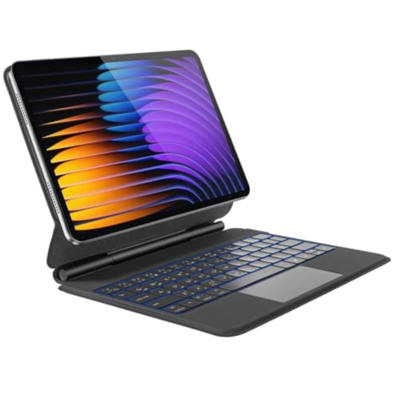 Arabic Keyboard Magnetic Case for Xiaomi Pad 7/ Pad 7 Pro 11.2", 2024 Keyboard Case, Easy-Set Floating Cantilever Stand, 7-color backlit keys, Precision Multi-Touch Trackpad - Black - Image 1