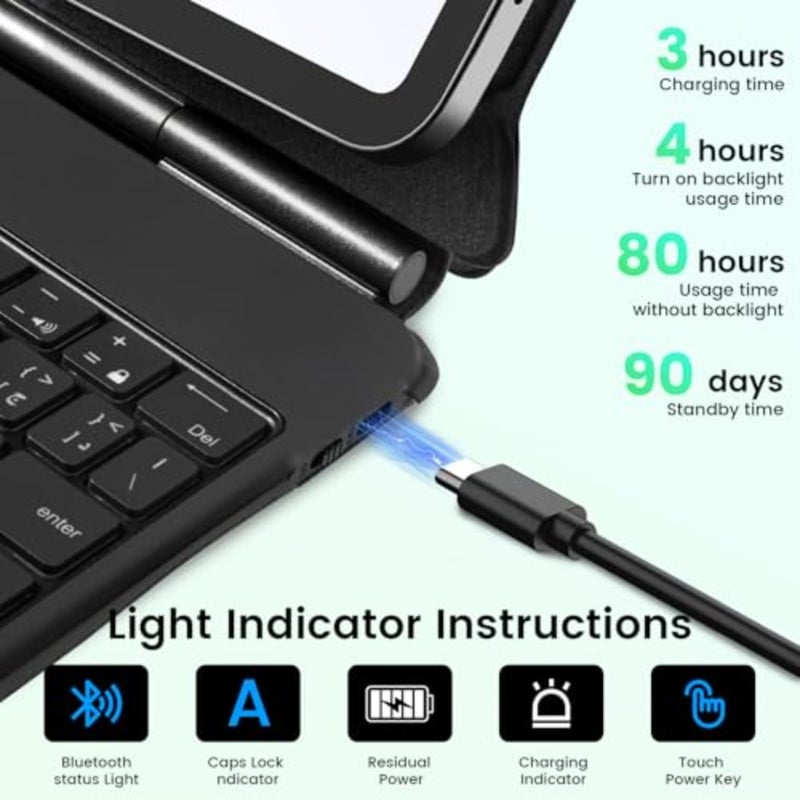 Arabic Keyboard Magnetic Case for Xiaomi Pad 7/ Pad 7 Pro 11.2", 2024 Keyboard Case, Easy-Set Floating Cantilever Stand, 7-color backlit keys, Precision Multi-Touch Trackpad - Black - Image 4