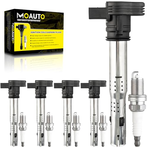 MOAUTO Set of 5 Ignition Coils Pack UF575 07K905715G 5 PCS Iridium Spark Plugs Compatible with Volkswagen Beetle Golf Jetta Passat Rabbit L5 25L - Image 1