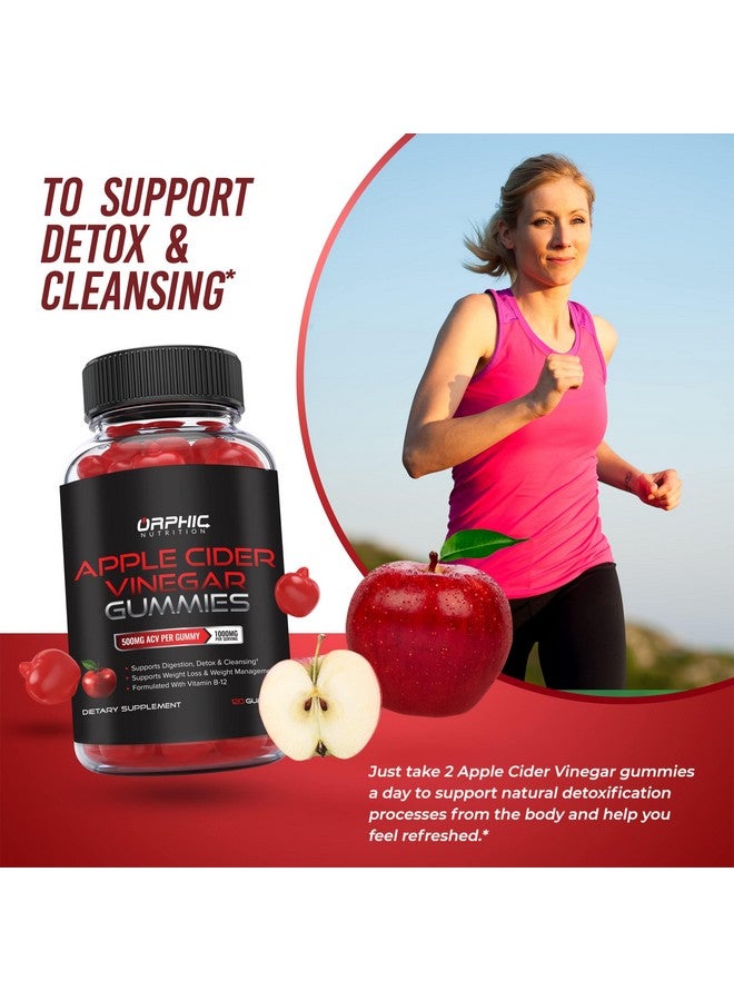 Orphic Nutrition Apple Cider Vinegar Gummies - 1000mg - Formulated to Support Normal Energy Levels & Gut Health - Supports Digestion, Detox & Cleansing - ACV Gummies W/VIT B12, Beetroot (60 Count) - Image 5