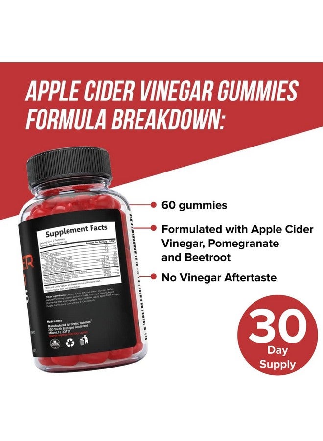 Orphic Nutrition Apple Cider Vinegar Gummies - 1000mg - Formulated to Support Normal Energy Levels & Gut Health - Supports Digestion, Detox & Cleansing - ACV Gummies W/VIT B12, Beetroot (60 Count) - Image 4