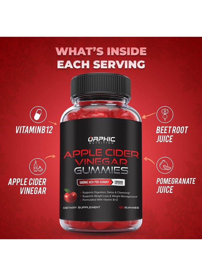 Orphic Nutrition Apple Cider Vinegar Gummies - 1000mg - Formulated to Support Normal Energy Levels & Gut Health - Supports Digestion, Detox & Cleansing - ACV Gummies W/VIT B12, Beetroot (60 Count) - Image 3